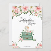 Floral Greenery Adventure Travel Baby Shower Girl Invitation (Back)
