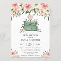 Floral Greenery Adventure Travel Baby Shower Girl Invitation