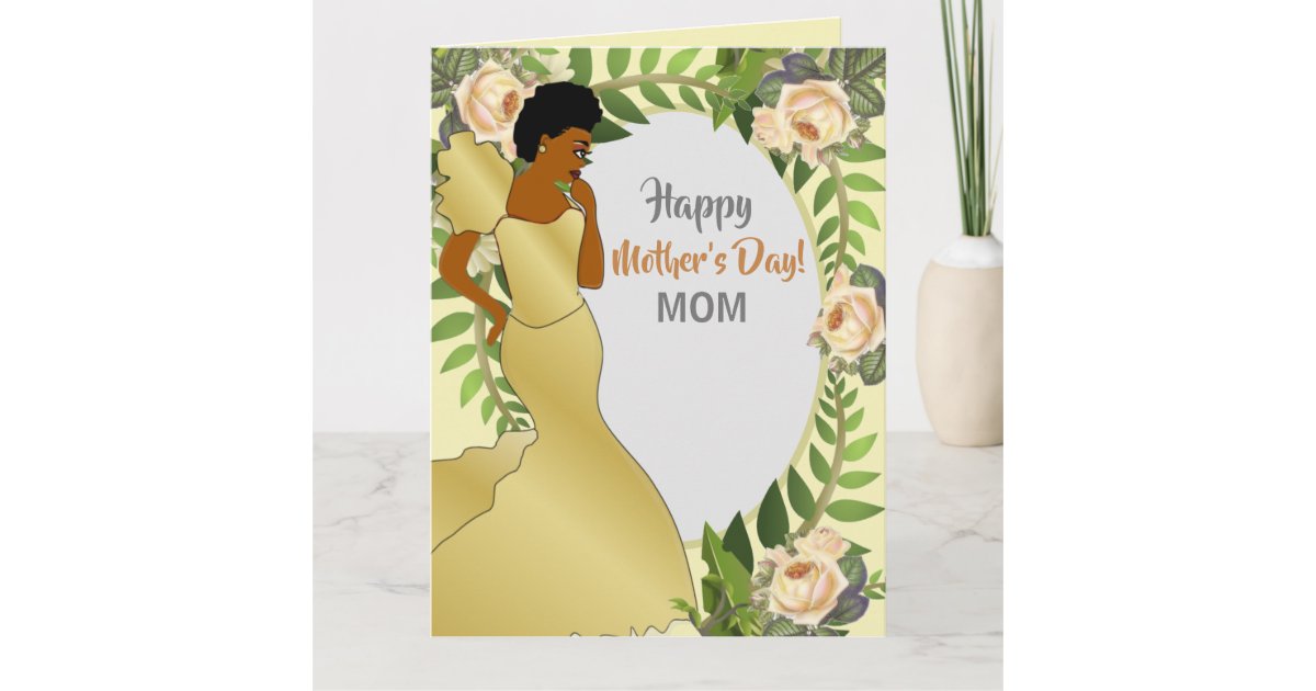 Floral Greenery African American Mother's Day Card | Zazzle