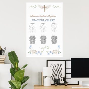 Floral Greenery Angel Cross Baptism Seating Chart by IrinaFraser at Zazzle