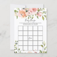 Floral Greenery Baby Shower Bingo Game Invitation