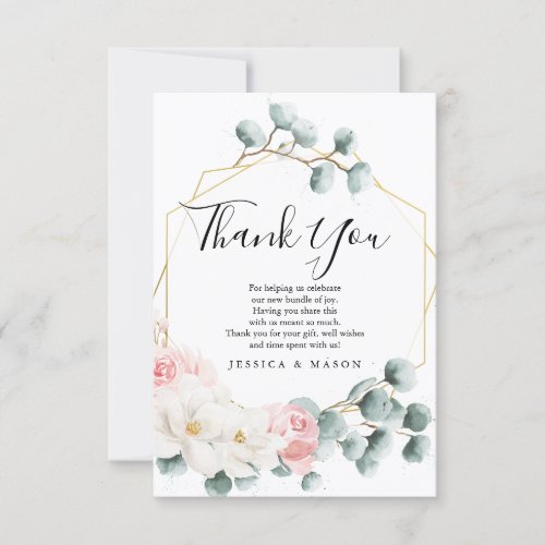 Floral Greenery Baby Shower Thank You Card