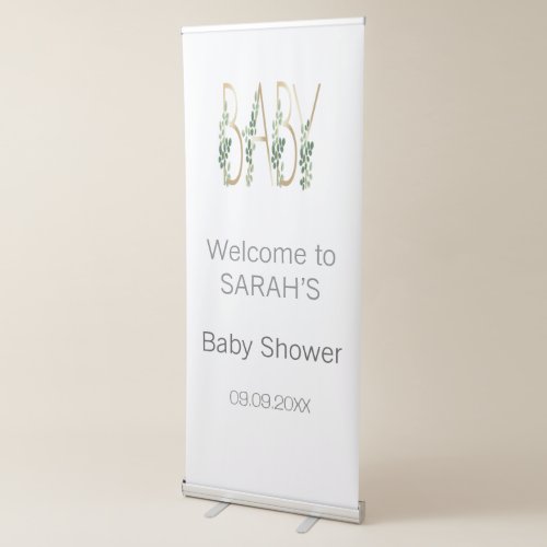 Floral Greenery Baby Shower Welcome Backdrop Retractable Banner