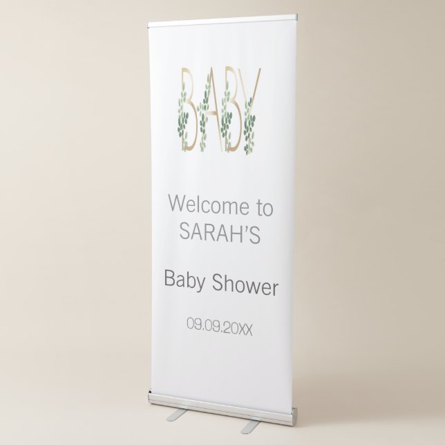 Floral Greenery Baby Shower Welcome Backdrop Retractable Banner (3/4)