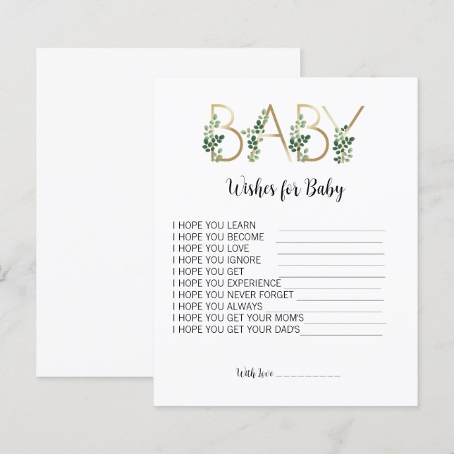 Floral Greenery Baby Shower Wish For Baby Advice  (Front/Back)