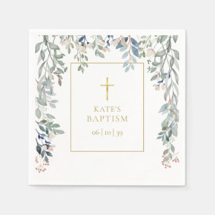 Floral Greenery Baptism Christening Napkins