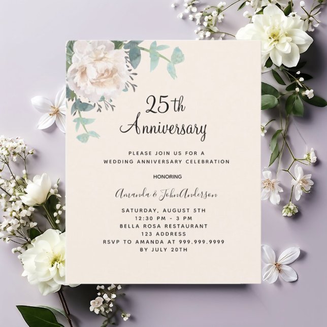 Floral greenery beige 25th wedding anniversary (Creator Uploaded)