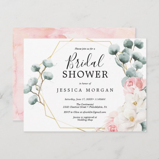 Floral Greenery Bridal Shower Invitation Postcard | Zazzle