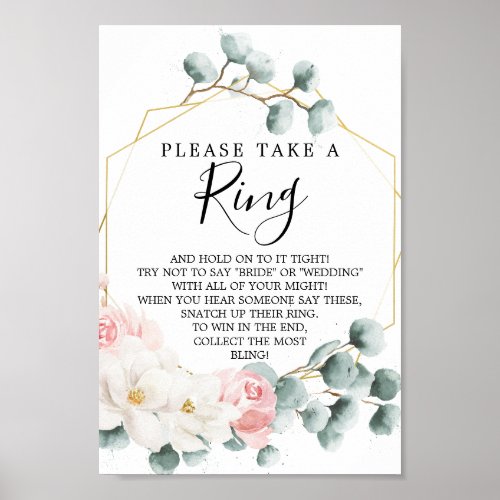 Floral Greenery Bridal Shower Ring Game Poster