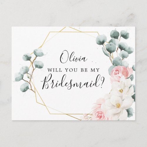 Floral Greenery Bridesmaid Proposal Card