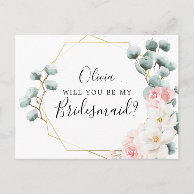Floral Greenery Bridesmaid Proposal Card (Front)