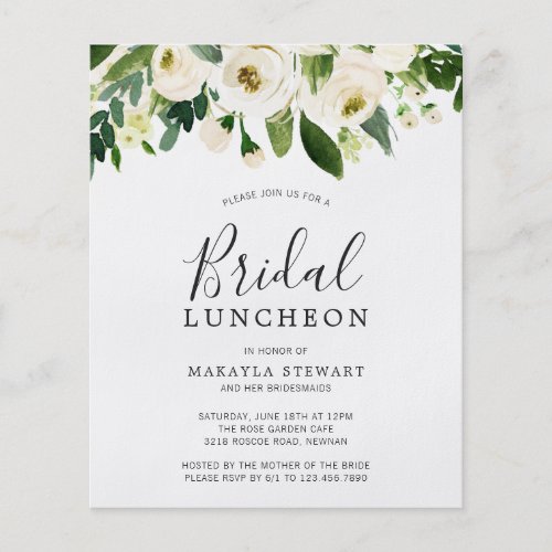 Floral Greenery Budget Bridal Luncheon Invitation Flyer