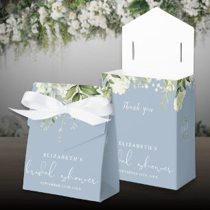 Floral Greenery Dusty Blue Bridal Shower Favor Boxes