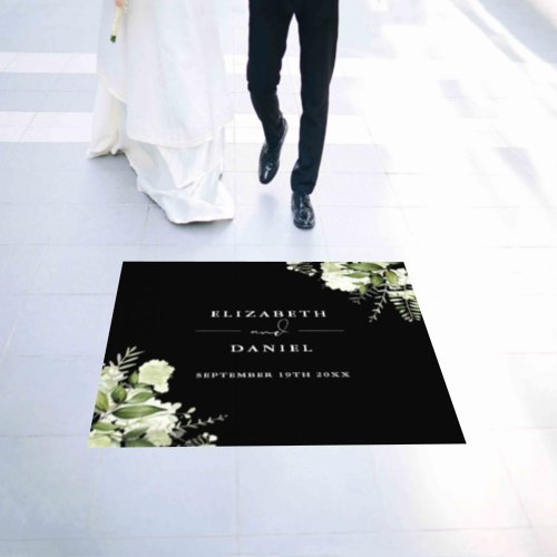 Floral Greenery Elegant Black And White Wedding Floor Decals