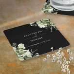 Floral Greenery Elegant Black And White Wedding Square Paper Coaster