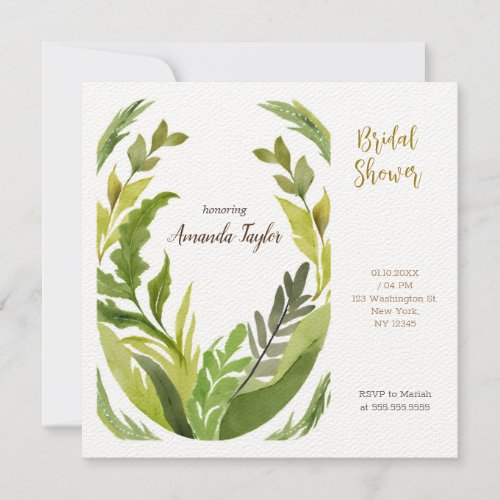 Floral Greenery Elegant Bridal Shower Invitation