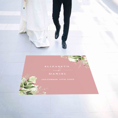 Floral Greenery Elegant Dusty Rose Wedding Floor Decals