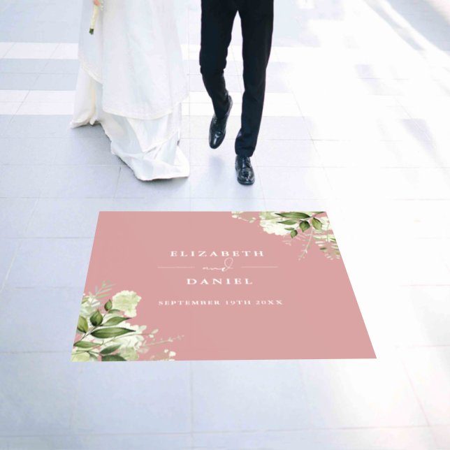 Floral Greenery Elegant Dusty Rose Wedding Floor Decals (Wedding)