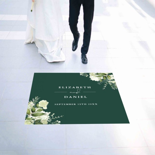Floral Greenery Elegant Emerald Wedding Floor Decals (Wedding)
