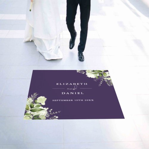 Floral Greenery Elegant Purple Wedding Floor Decals