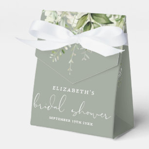 Floral Greenery Elegant Sage Green Bridal Shower Favor Boxes