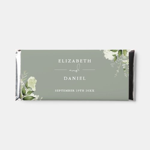 Floral Greenery Elegant Sage Green Wedding Hershey Bar Favors