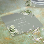 Floral Greenery Elegant Sage Green Wedding Square Paper Coaster<br><div class="desc">Elegant floral greenery sage green wedding coasters personalized with your names and special wedding date. Designed by Thisisnotme©</div>