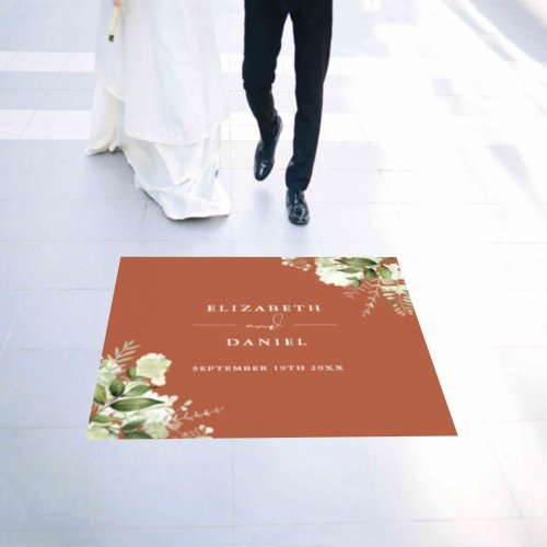 Floral Greenery Elegant Terracotta Wedding Floor Decals