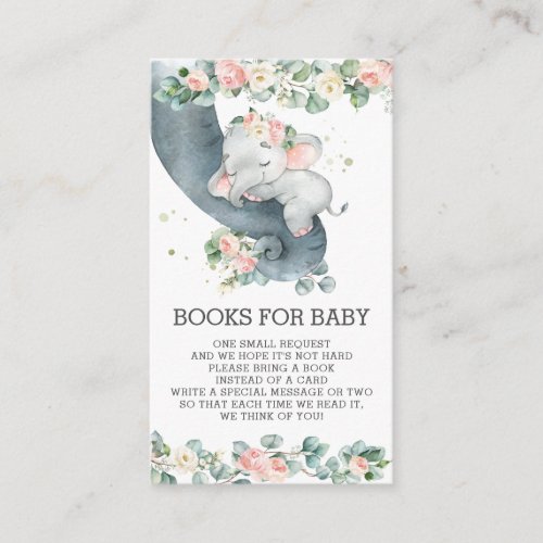 Floral Greenery Elephant Books for Baby Girl Enclo Enclosure Card