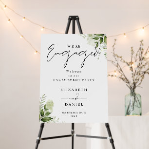 Floral Greenery Engagement Party Welcome Sign