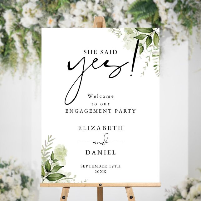 Floral Greenery Engagement Party Welcome Sign (Floral Greenery Engagement Party Welcome Sign)