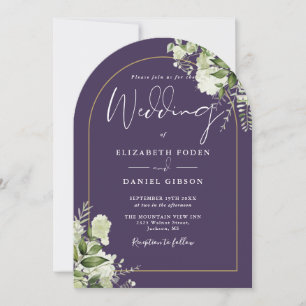 Floral Greenery Floral Gold Arch Monogram Wedding Invitation