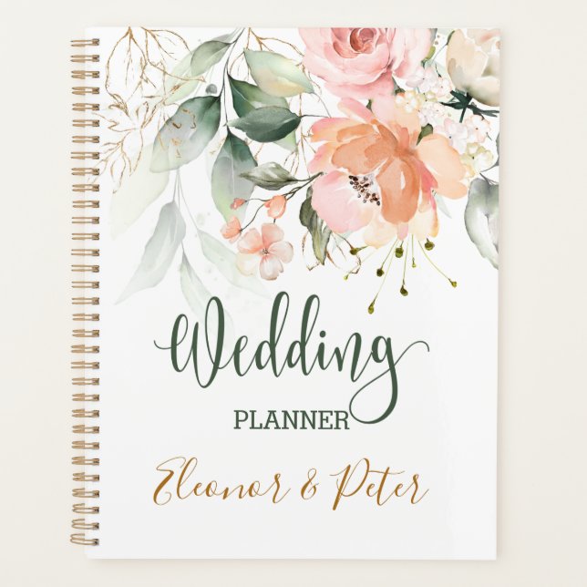 Floral, greenery foliage Wedding Planner (Front)