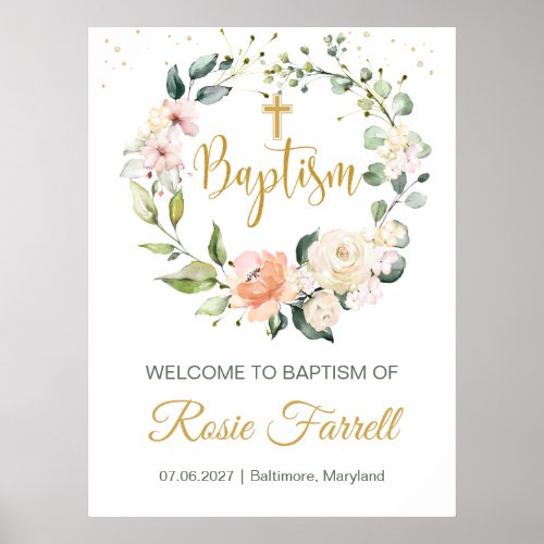 Floral Greenery Foliage Welcome Baptism sign