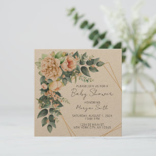 Floral Greenery Geometric Baby Shower Invitation