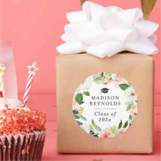 Floral Greenery Grad Party Graduation Celebration Classic Round Sticker