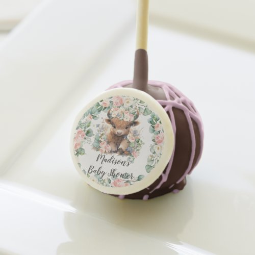 Floral Greenery Highland Cow Baby Shower Birthday Cake Pops