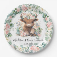 Floral Greenery Highland Cow Baby Shower Birthday