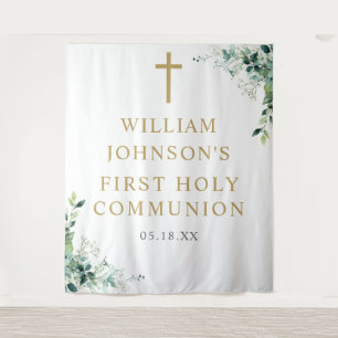 Floral Greenery Holy Communion Photo Backdrop