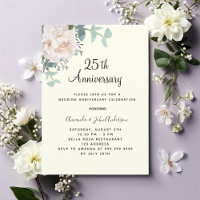 Floral greenery ivory 25th wedding anniversary