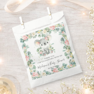 Floral Greenery Koala Baby Girl Shower Birthday Favor Bag