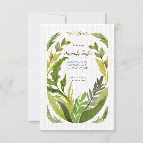 Floral Greenery Minimal Calligraphy Bridal Shower Invitation