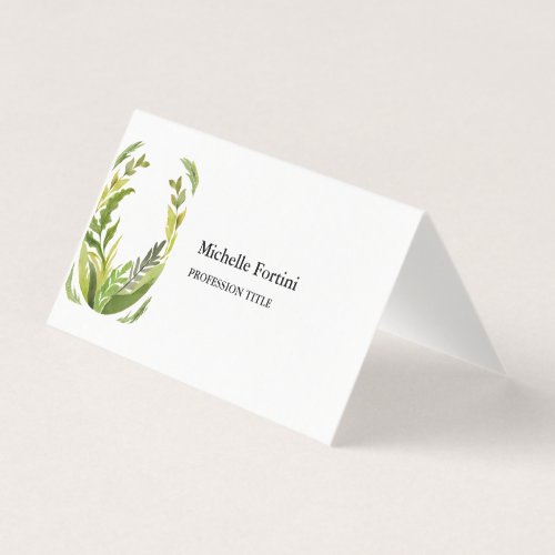 Floral Greenery Modern Elegant Plain Minimalist Business Card