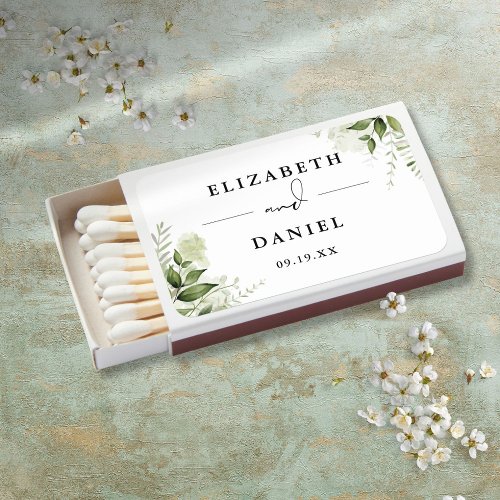 Floral Greenery Modern Wedding Favors Matchboxes