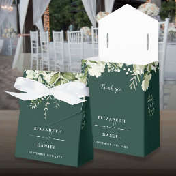 Floral Greenery Monogram Emerald Wedding Favor Boxes