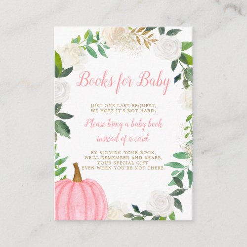 Floral Greenery Pink Pumpkin Baby Book Request Enclosure Card