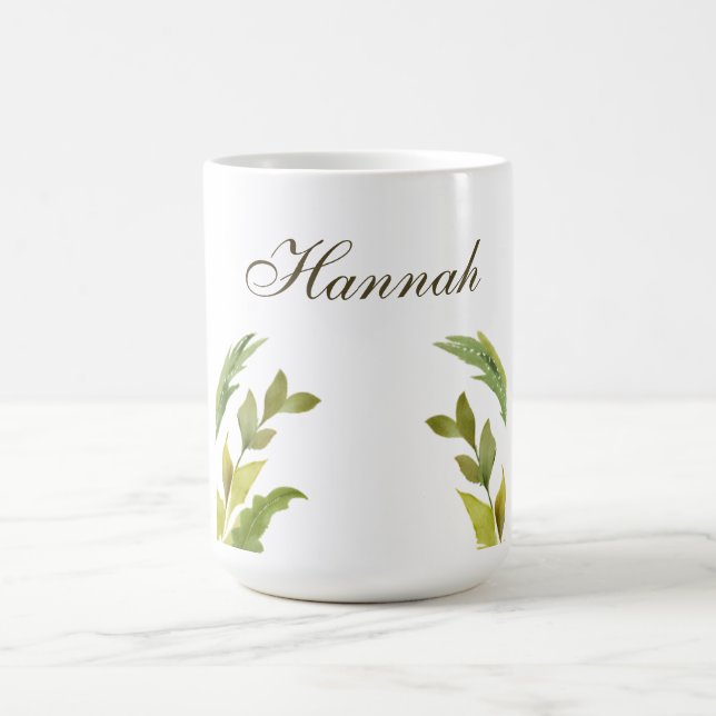 Floral Greenery Professional Trendy Minimalist Coffee Mug (Center)