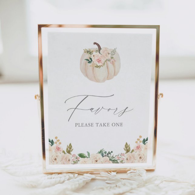 Floral Greenery Pumpkin Baby Shower Favors Sign (Creator Uploaded)