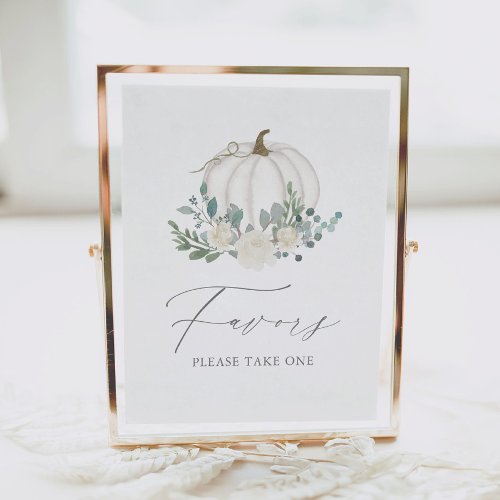 Floral Greenery Pumpkin Baby Shower Favors Sign