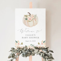Floral Greenery Pumpkin Baby Shower Welcome Sign